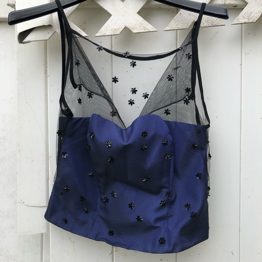 Vintage Dark Blue Grunge Corset Prom Top